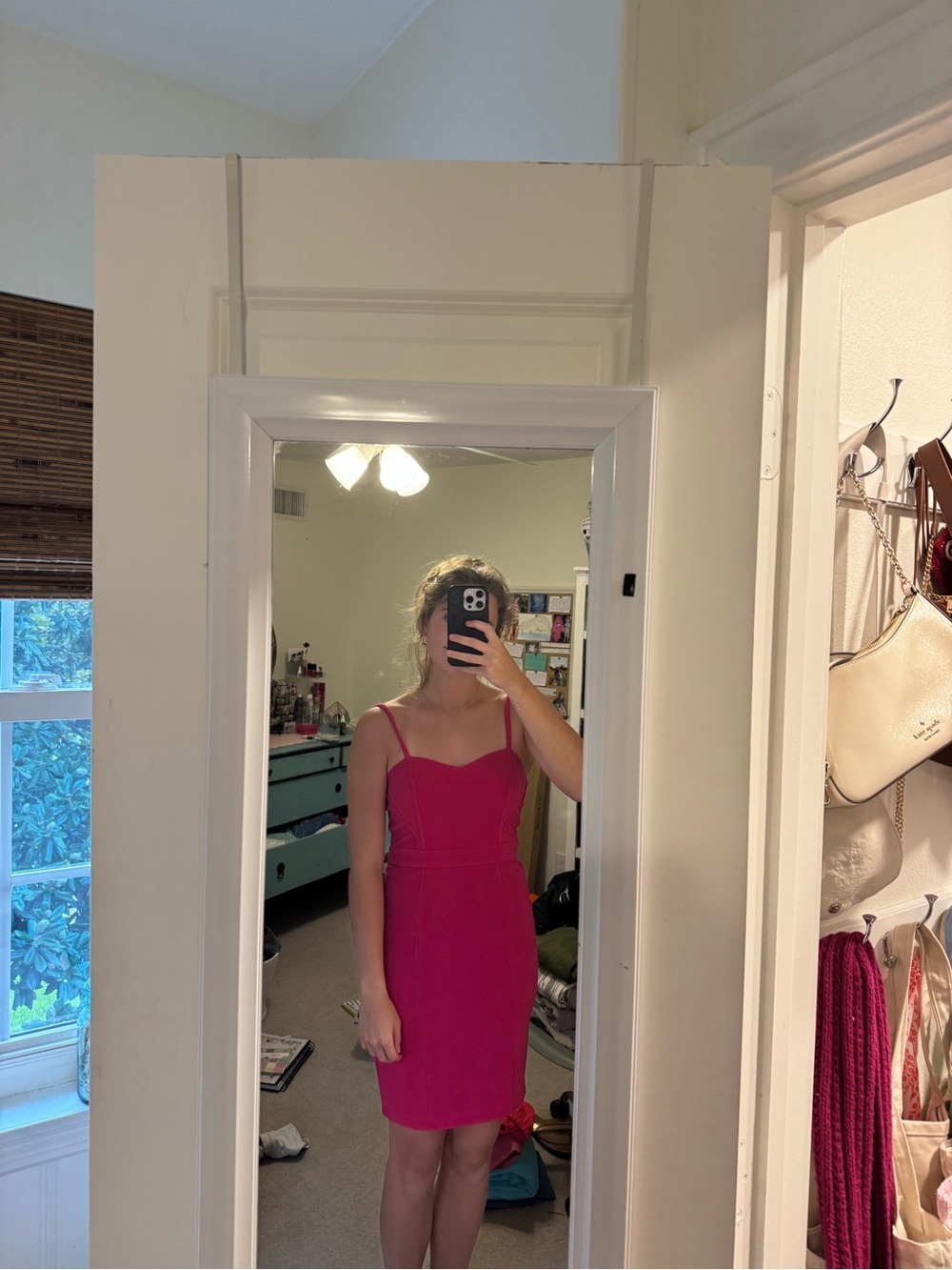 Women's Fitted Cocktail Dress in Hot Pink